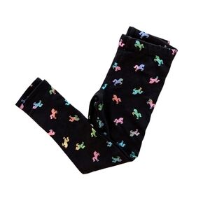 H & M Girls Leggings Black Fabric with Colorful Unicorn Pattern Cotton Size 5-6